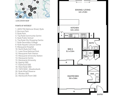 4009/78A Belmore Street, Ryde, NSW 2112, 2 ห้องนอน, 2 ห้องน้ำ, Apartment