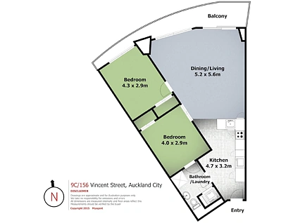 9C/156 Vincent Street, Auckland Central, Auckland City, 2房, 1浴, Apartment