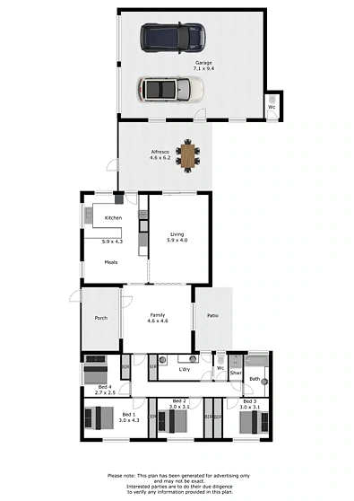 फ्लोर प्लान - 224 Lawrence Street, Wodonga, VIC 3690