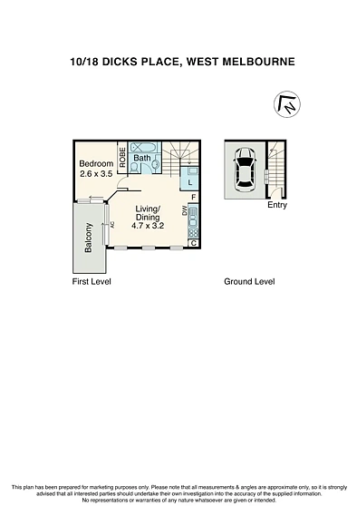 10/18 Dicks Place, West Melbourne, VIC 3003, 1 rūma, 1 rūma horoi, Apartment