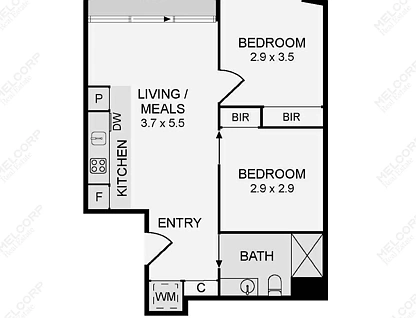 4411/35 Queensbridge Street, Southbank, Melbourne CBD, 2 ห้องนอน, 1 ห้องน้ำ, Apartment