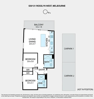 520/121 Rosslyn Street, West Melbourne, VIC 3003, 2 slaapkamers, 2 badkamers, Apartment
