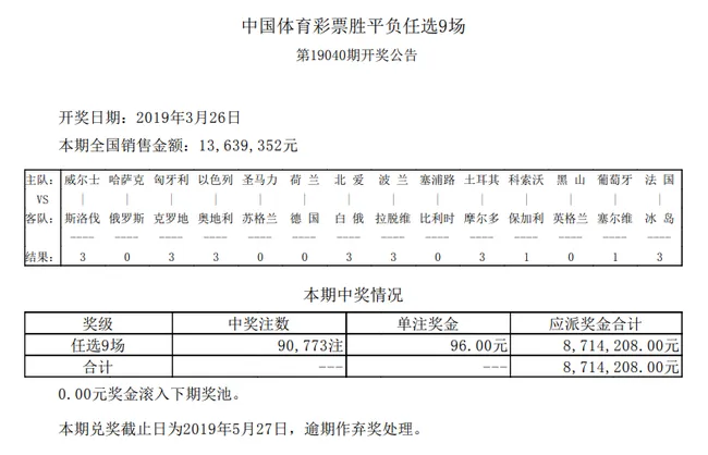 舒尔茨绝杀荷兰 040期足彩任九开90773注96元