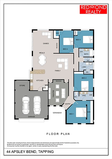44 Apsley Bend, Tapping, WA 6065, 4房, 2浴, House