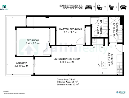 803/59 Paisley Street, Footscray, Western Melbourne, 2 침실, 2 욕실, Apartment