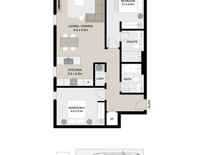 1006/458 Forest Road, Hurstville, St George, 2房, 2浴, Apartment