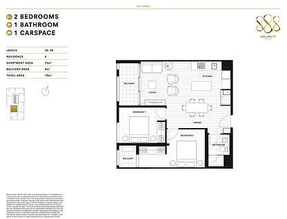 3606E/888 Collins Street, Docklands, Melbourne CBD, 2 ਕਮਰੇ, 1 ਬਾਥਰੂਮ, Apartment