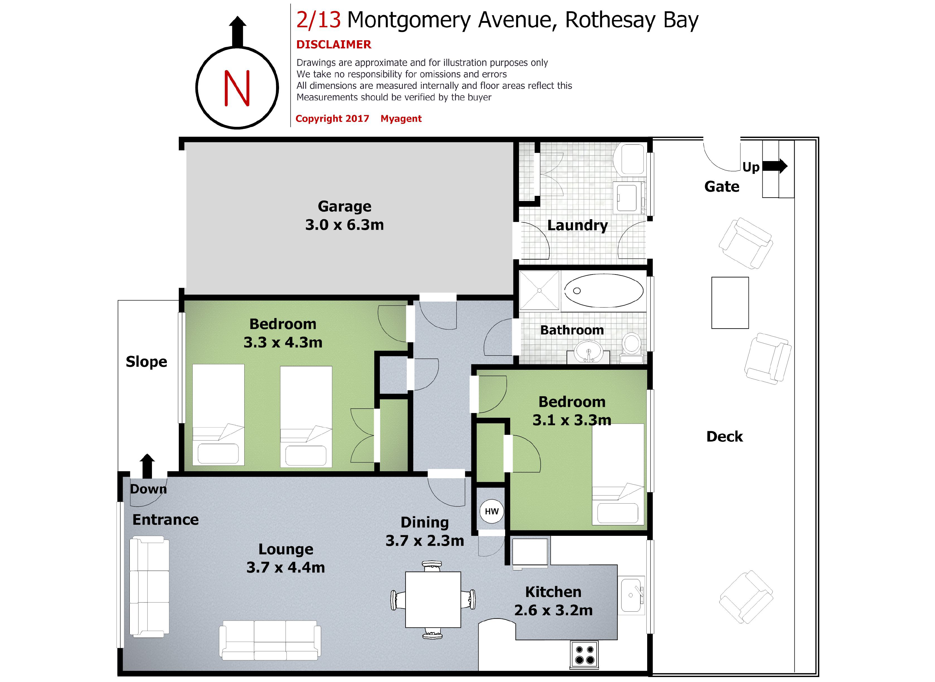 2/13 Montgomery Avenue, Rothesay Bay, Auckland - North Shore, 2 कमरे, 1 बाथरूम