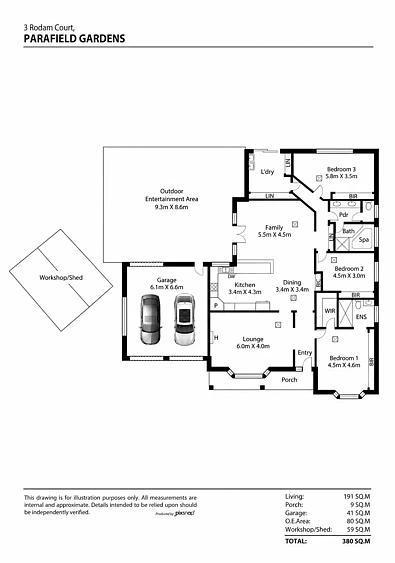 户型图 - 3 Rodam Court, Parafield Gardens, SA 5107