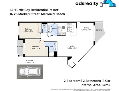 46/14-26 Markeri Street, Mermaid Beach, Gold Coast, 2 ห้องนอน, 2 ห้องน้ำ, Apartment