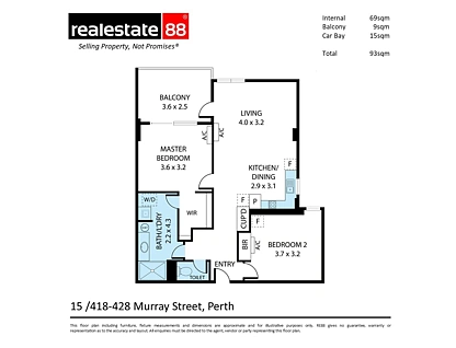 15/418-428 Murray Street, Perth, Perth CBD, 2 Schlafzimmer, 1 Badezimmer, Apartment