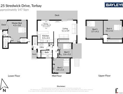 125 Stredwick Drive, Torbay, North Shore City, Auckland, 5部屋, 1バスルーム, House