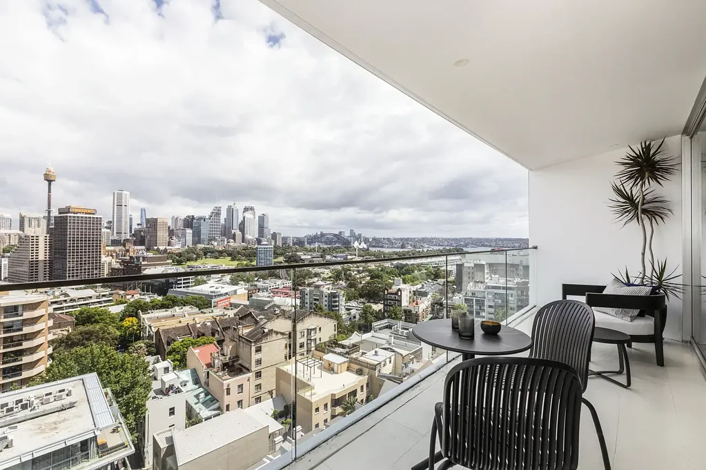 2 beds + study: postcard-worthy views of Sydney. Car stacker parking