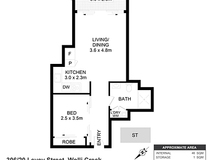 306/20 Levey Street, Wolli Creek, South Western Suburbs, 1 Schlafzimmer, 1 Badezimmer, Apartment