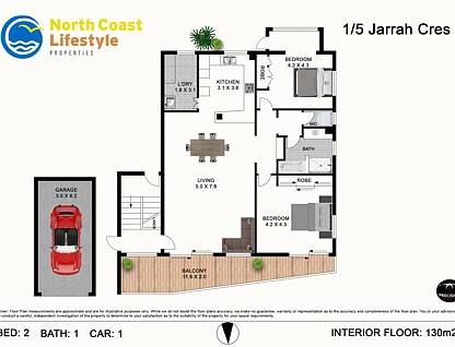 1/5 Jarrah Crescent, Ocean Shores, North Coast, 2 ห้องนอน, 1 ห้องน้ำ, Apartment