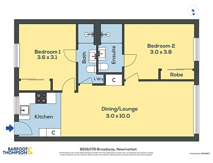 B618/176 Broadway, Newmarket, Auckland City, 2 Kuwarto, 2 Banyo, Apartment