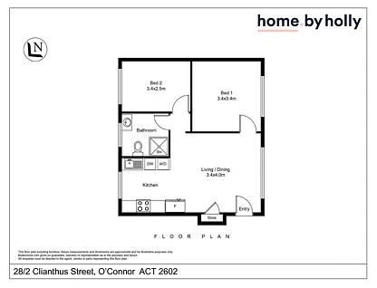 28/2 Clianthus Street, O'Connor, ACT 2602, 2 ਕਮਰੇ, 1 ਬਾਥਰੂਮ, Unit