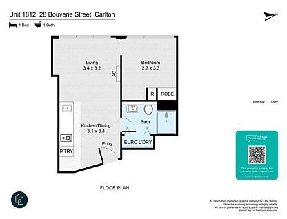 1812/28 Bouverie Street, Carlton, Melbourne CBD, 1 phòng ngủ, 1 phòng tắm, Apartment