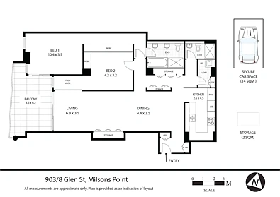 903/8 Glen Street, Milsons Point, NSW 2061, 2 slaapkamers, 2 badkamers, Apartment