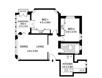 4/1 Evans Road, Rushcutters Bay, NSW 2011, 2房, 1浴, 公寓