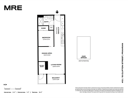 412/15 Clifton Street, Prahran, Inner East Melbourne, 1 રૂમ, 1 બાથરૂમ, Apartment