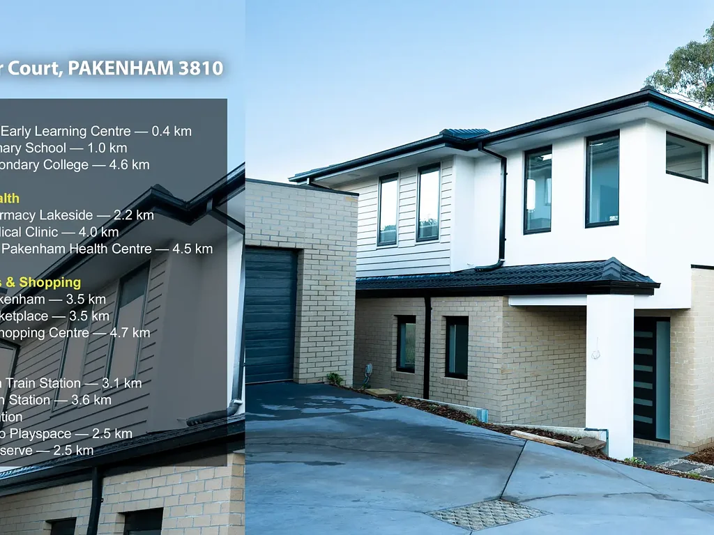 Pakenham 4房 现代建筑设计 高级厨房装修 双车库配置 优越地理位置 邻近优质学校 生活便利舒适 Boutique Collection of Modern Double-Storey Townhouses