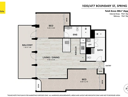1020/477 Boundary Street, Spring Hill, Brisbane - Inner City Region, 2 Schlafzimmer, 2 Badezimmer, Apartment