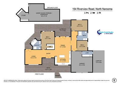 154 RIVERVIEW ROAD, North Narooma, NSW 2546, 3 slaapkamers, 2 badkamers, House