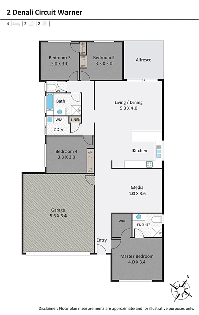 Plano ng Bahay - 2 Denali Circuit, Warner, QLD 4500