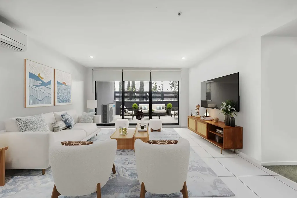 Caroline Springs 2房 现代风格设计 开放式厨房用餐区 石材台面 全屋优质装修 步行可达商圈 公园学校近在咫尺 宽敞阳台自然光 分体空调舒适 智能布局温馨 Modern Comfort and Lifestyle in a First Class Location!