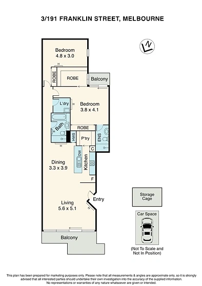 Plano ng Bahay - 3/191 Franklin Street, Melbourne, VIC 3000