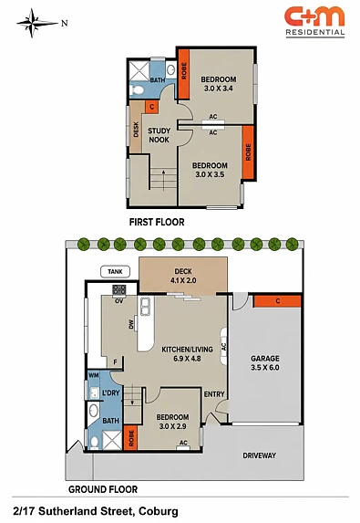 2/17 Sutherland Street, Coburg, VIC 3058, 3 slaapkamers, 2 badkamers, Townhouse