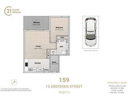 159/15 Aberdeen Street, Perth, Perth CBD, 1 Bedrooms, 1 Bathrooms, Apartment