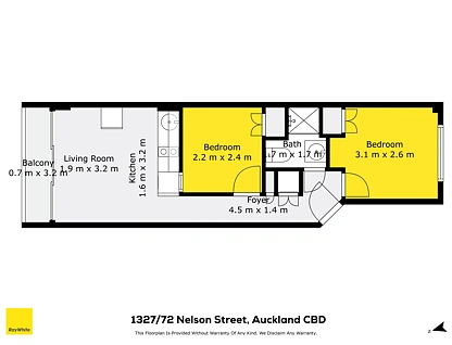 1327/72 Nelson Street, Auckland Central, Auckland City, 2部屋, 1バスルーム, Apartment