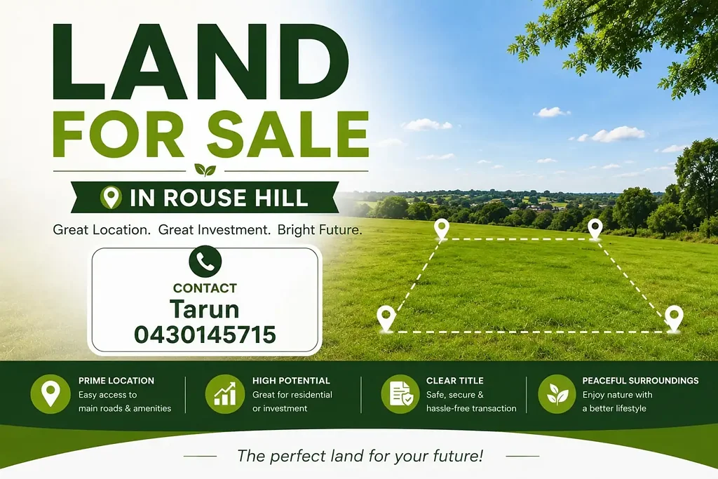 Rouse Hill 优质土地 Rouse Hill 西北增长走廊 地铁便捷 零售近邻 教育设施完善 公园休闲 未来增长潜力 Location Location Location !!  Walk to All amenities