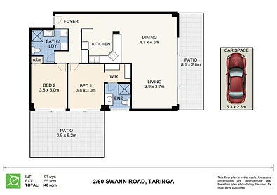 2/60 Swann Road, Taringa, QLD 4068, 2 कमरे, 2 बाथरूम, Unit