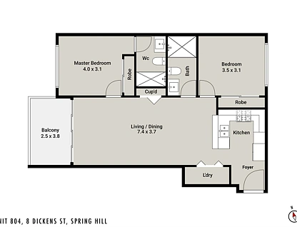 ਪਤਾ ਗੁਪਤ, Spring Hill, QLD 4000, 2 ਕਮਰੇ, 2 ਬਾਥਰੂਮ, Apartment