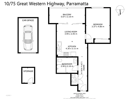 10/75 Great Western Highway, Parramatta, Parramatta (Northwest suburbs), 1 Kuwarto, 1 Banyo, Apartment