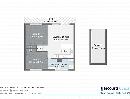2/10 Madang Crescent, Runaway Bay, Gold Coast, 2房, 1浴, Apartment