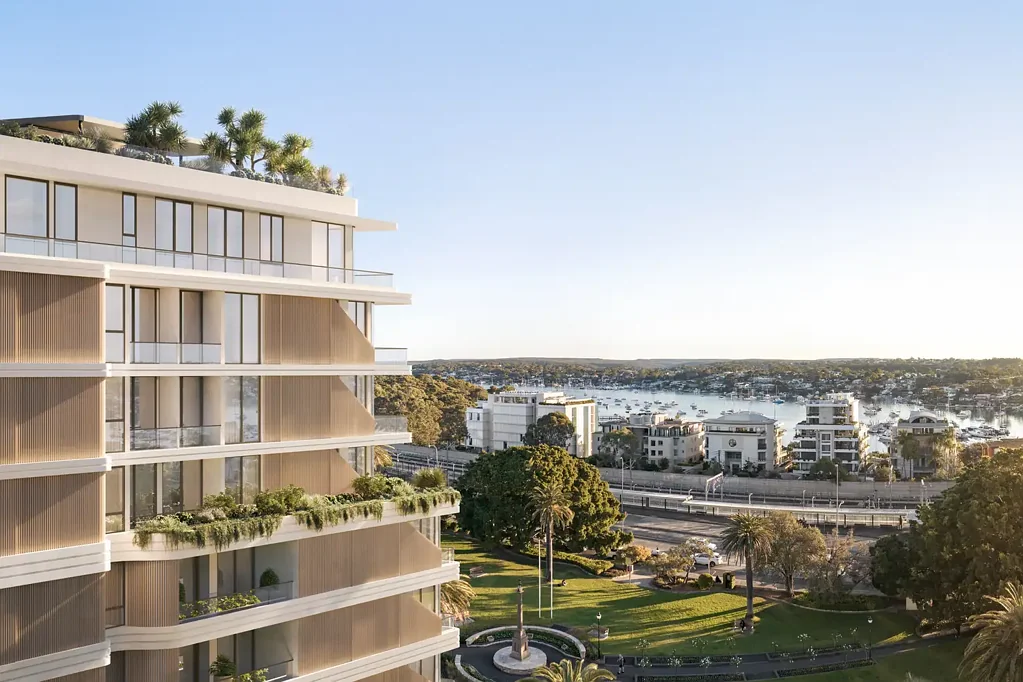 Cronulla 2房 雕塑建筑 青铜护墙 海岸内饰 触感饰面 开敞空间 工程木地板 高端厨房 Wolf电器 气派卧室 定制细木工 私人浴室 天然石材 亚热带植被 PALM | Refined Coastal Elegance