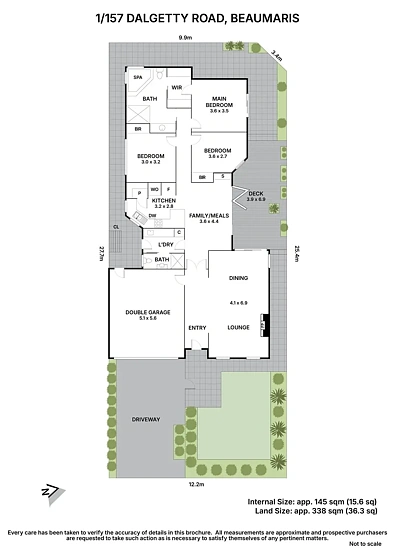 फ्लोर प्लान - 1/157 Dalgetty Road, Beaumaris, VIC 3193