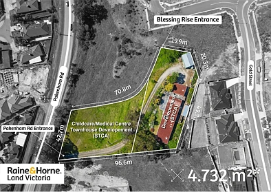 Pakenham 3ਬੈੱਡਰੂਮ PRIME 4,732 M² GRZ DEVELOPMENT SITE - CHILDCARE / TOWNHOUSES / MEDICAL (STCA) ON PAKENHAM ROAD!
