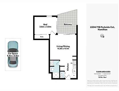 2204/118 Parkside Circuit, Hamilton, Brisbane - Northern Region , 1 ห้องนอน, 1 ห้องน้ำ, Apartment