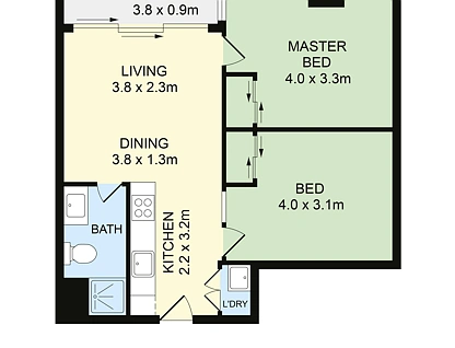 304/8 Martin Street, Heidelberg, North Melbourne, 2 rūma, 1 rūma horoi, Apartment