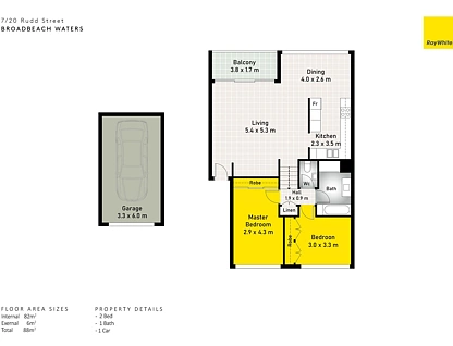 7/20 Rudd Street, Broadbeach Waters, Gold Coast, 2部屋, 1バスルーム, Apartment