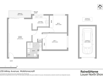 2/33 Milray Avenue, Wollstonecraft, Lower North Shore, 2 રૂમ, 1 બાથરૂમ, Apartment