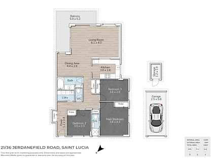 21/36 Jerdanefield Road, St Lucia, Brisbane Western Region, 3 ห้องนอน, 2 ห้องน้ำ, Apartment