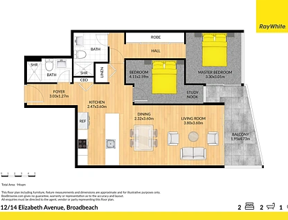 12/14 Elizabeth Avenue, Broadbeach, Gold Coast, 2 ห้องนอน, 2 ห้องน้ำ, Apartment