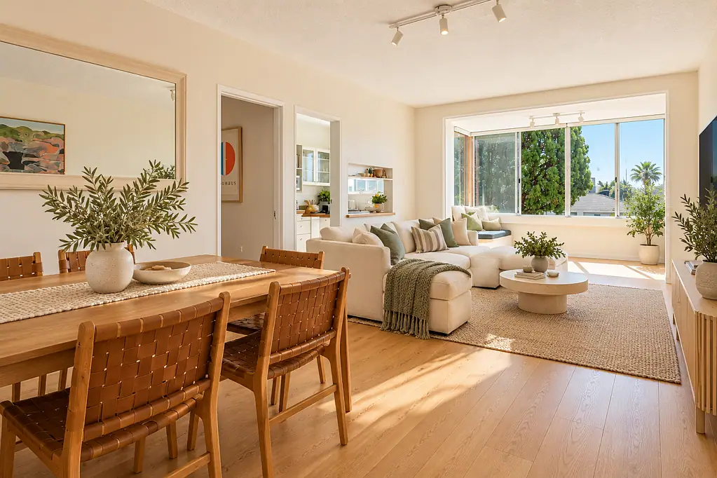 LIGHT-FILLED TWO BEDROOM APARTMENT WITH STUDY, LOCK UP GARAGE & WATER VIEWS
