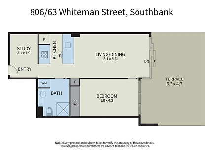 806/63 Whiteman Street, Southbank, Melbourne CBD, 1房, 1浴, Apartment